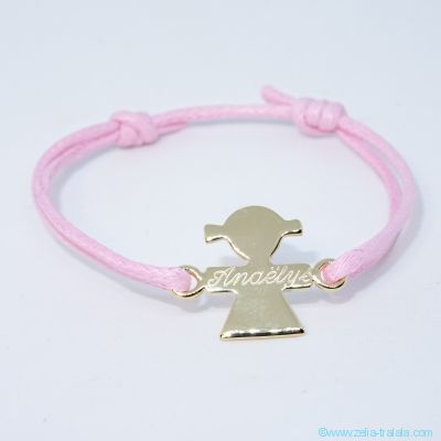 Bracelet bracelet petite fille plaqué or sur cordon