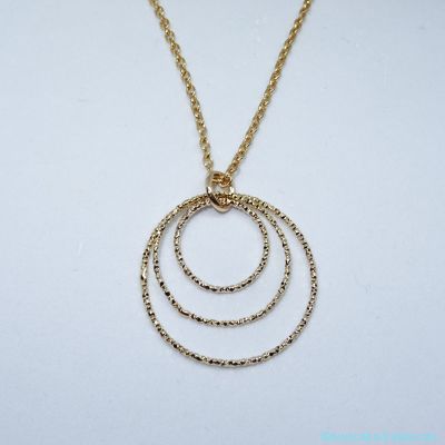 Pendentif 3 anneaux diamantés en plaqué or