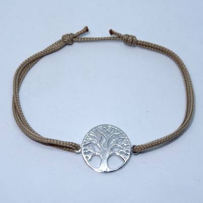 Bracelet arbre de vie en argent sur cordon